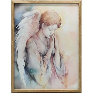 Biddende engel in pasteltinten, 70x100 cm, zonder lijst, mat papier 230 gsm