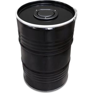 BinBin 200 Liter olievat prullenbak met glasrozet klep- antigeur- vliegjes prullenbak- blikjes inzameling-glasbak- horeca afvalbak- scholen afvalbak- festival afvalbak
