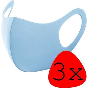 Wasbaar Mondkapje Blauw Wasbaar Mondmasker Elastisch Mondkapjes - 3 stuks