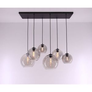 Hanglamp EEF Grey - 6xE27 - grijs transparant glas bollen - 100cm
