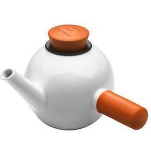 Qdo Theepot Porselein - Rond - Met Zijhandvat - 1 liter - Oranje