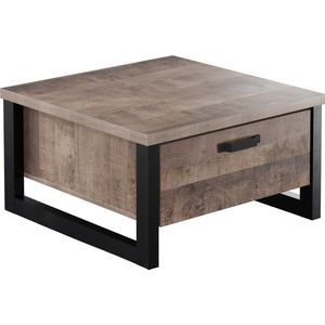 Eerbeek Salontafel met lade - Eiken Houtlook - Salontafel Vierkant - Salontafel met Opbergruimte - 80 x 80 x 45 cm