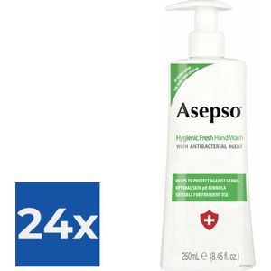 Asepso - Hygienic Fresh - Antibacteriële Handzeep/Zeeppomp - 250ml - Voordeelverpakking 24 stuks