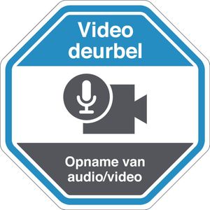 Video deurbel sticker opname van audio en video - 7,5 x 7,5 cm - blauw wit grijs - zelfklevende folie