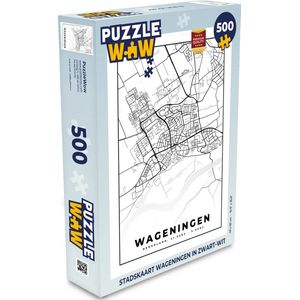 Puzzel Stadskaart Wageningen in zwart-wit - Legpuzzel - Puzzel 500 stukjes - Plattegrond