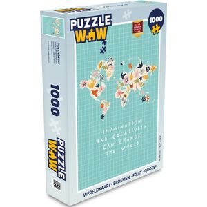 Puzzel Wereldkaart - Bloemen - Fruit - Quotes - Legpuzzel - Puzzel 1000 stukjes volwassenen