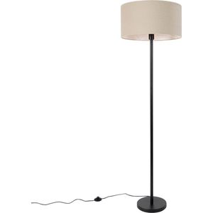 QAZQA simplo stof - Design Vloerlamp | Staande Lamp met kap - 1 lichts - H 170 cm - Zwart - Woonkamer | Slaapkamer | Keuken