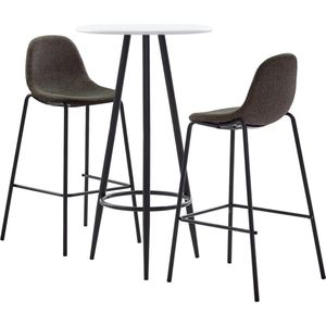 vidaXL Bartafel - Barset - 3-delige Barset stof donkergrijs - Barstoelen - Meubels - Lounge