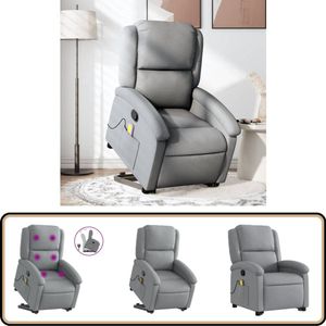 vidaXL Sta-op-massagestoel - Verstelbaar - Lichtgrijs Sta-op Massagestoel - Massagerstoel - Ergonomische Stoel - Relaxfauteuil - Leesfauteuil