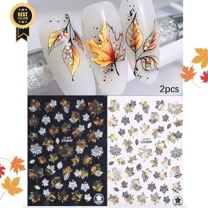 GUAPÀ® Nagelstickers Herfst | 2 Vellen nagel stickers blaadjes en bloemetjes | Nail Decals | Nail Art | 2 vellen Nagelstickers Herfst