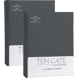 Ten Cate Hoeslaken - Hoeslaken 180 x 200 - Katoensatijn - Hoeslakens - Geschikt voor boxspring en matras - Hoekhoogte 35cm - Elastiek Rondom - Strijkvrij - Antraciet