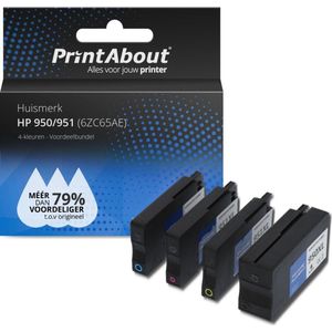 PrintAbout huismerk Inktcartridge 950/951 (6ZC65AE) 4-kleuren Multipack geschikt voor HP