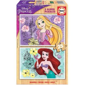 Educa - puzzel Disney - Ariel en Rapunzel - houten puzzels - 2 in 1