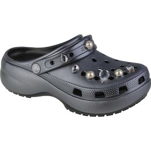 Crocs Classic Platform Crystals Pearls Clog Vrouwen, Zilver Maat 39/40 W9
