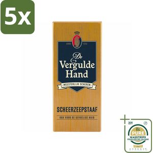 5 x Vergulde Hand Scheerzeepstaaf 75 gr - Grootverpakking - Scheerzeepstaaf - Vergulde Hand - Scheerbeleving - Baardharen - Huidstimulatie