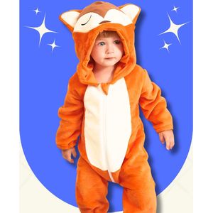 BoefieBoef Vos Dieren Kinder Onesies voor Baby's en Dreumes: ideaal Baby / Peuter kruippak, pyjama, romper, of verkleedkostuum Stijl & Comfort Oranje