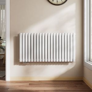 EMKE Design Radiator - Ovale Buizen - 60x118 cm - Dubbel - Glanzend Wit - 1828 W - Verwarming Alle Ruimtes
