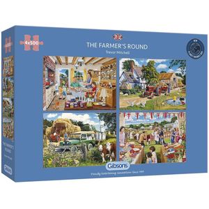 The Farmer's Round Puzzel (4 x 500 stukjes)