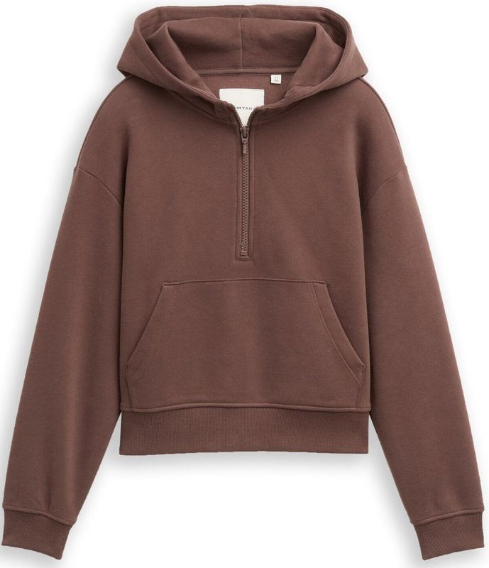 Tom Tailor - Hoodie - Soft chocolate brown - Met Ritssluiting