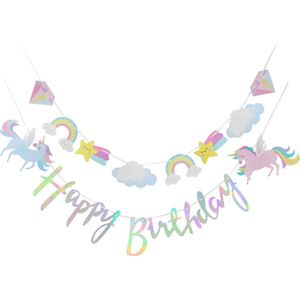 Happy Birthday Slinger Kinderfeestje Verjaardag Versiering Unicorn Versiering Eenhoorn Unicorn Slingers Versiering