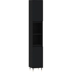 vidaXL-Badkamerkast-30x30x190-cm-bewerkt-hout-zwart