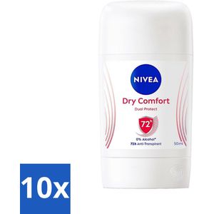 10 x NIVEA - Deostick - Droog Comfort - 72 Uur Anti-Transpirant - 50 ml - Anti-Transpirant Stick - Deo Stick - Zweetbescherming - Droog Comfort - Huidgevoel