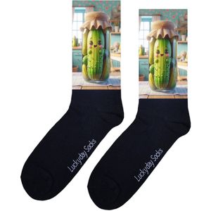 Augurken - Valentijn sokken - Verjaardag Cadeau - Grappige sokken - Leuke sokken - Hem Haar sokken - Kunst sokken - Vrolijke sokken - Zwanger - Kraam cadeau - Sinterklaas cadeau - Kerst cadeau - Leuk Cadeau - Socks maken Happy - Maat 37-44