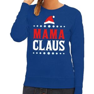 Foute kersttrui mama claus blauw dames XS