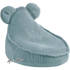 Mrs. Jones Zitzak poef voor kinderen - Huggy Bear - kinderstoel - fluwelen poef van corduroy - ideaal voor de kinderkamer - gemakkelijk te wassen - licht en elegant - 68 x 45 cm - blauw .