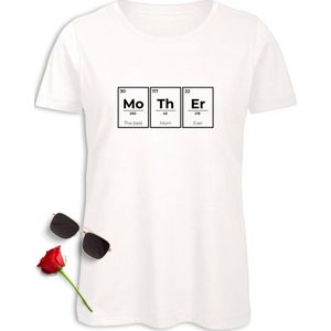 t-Shirt Moeder - Moederdag T-Shirt - Mother the best mom ever Shirt - Mama Cadeau t Shirt - Tshirt met best mom print - t-Shirt Dames met opdruk - Maten: S M L XL XXL - T shirt kleuren: Wit en Zwart.