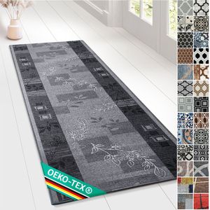 FLOORDIREKT Tapijtloper Akzent - Keukenloper - Vloerkleed - Modern & Eenvoudig te Onderhouden - Grijs - 80 x 100 cm