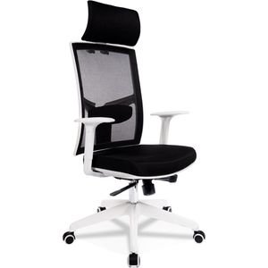 Alterego Design bureaustoel 'MATILDA' van zwarte stof met wit frame