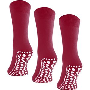 Budino® Huissokken Anti Slip - Dikke Antislip sokken - Gripsokken - Dikke Yoga Pilates Sokken - maat 39-42 - 1 paar - Bordeaux Rood
