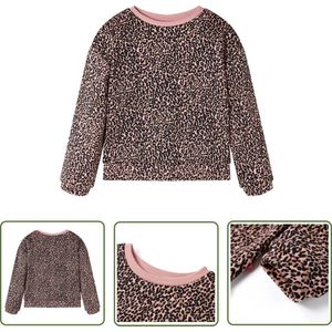 vidaXL Meisjestrui - Kindertrui - Kindertrui 116 middelroze - Roze Trui - Luiapard Print - Kindermode