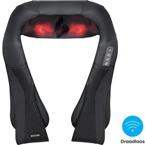 Auronic - Shiatsu Massagekussen - Draadloos - Infrarood - Nek en Schouder Massage apparaat - Zwart