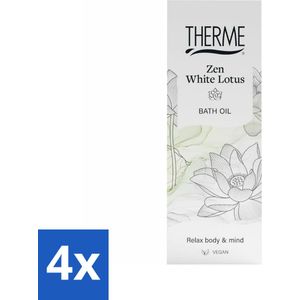 4 x Therme - Zen White Lotus - Badolie - Verzorgend - Verfrissend - 100ml - Badproduct - Badolie - Ontspannen - Wellness - Lotus