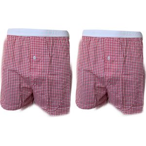 Embrator 2-stuks mannen Boxershort geruit rood/wit XL