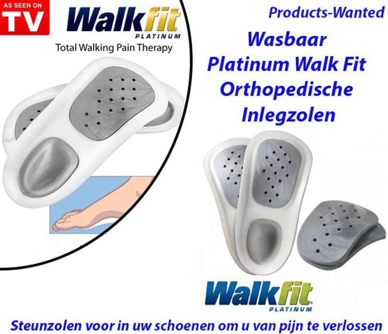 Platinum Walk Fit - Orthopedische Inlegzolen - Wit - 1 paar met 6 Gebogen Accessoires Tegen Voet en Rugpijn
