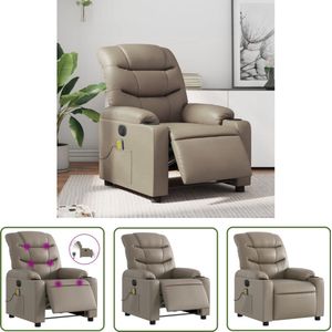 The Living Store Massagestoel verstelbaar elektrisch kunstleer cappuccinokleurig - Elektrische Massagestoel - Massagefauteuil - Elektrische Verstelbare Stoel - Kapstok - Lounge Stoel