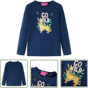 vidaXL Babykleding - Kinderkleding - Kindershirt met lange mouwen 92 marineblauw - Meisjeskleding - Jongenskleding - Longsleeve