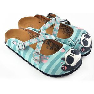 Goby Panda Clogs Dames - Vegan Leer - Handmade - Panda Print - Maat 41