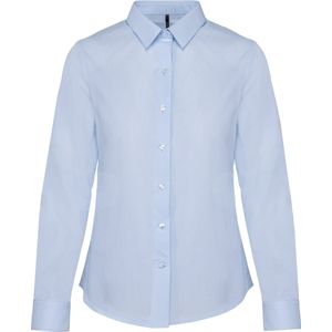 Kariban Damesblouse in popeline met lange mouwen K510 - Striped Pale Blue / White - M