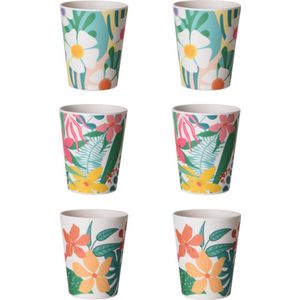 Set van 6 melamine bekers Tropical, 10 cm hoog