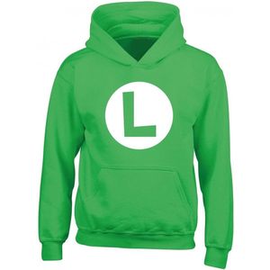 Uniseks Hoodie Super Mario Luigi Badge Groen - 12-13 jaar