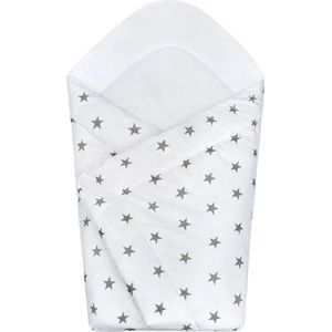 My Sweet Baby - Wikkeldeken - Wit/Grijs - 80 x 80 cm - Ademend Anti-allergie Vulling