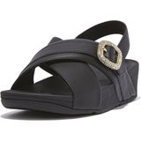 FitFlop Lulu Crystal-Buckle Leather Back-Strap Sandals ZWART - Maat 39