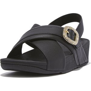 FitFlop Lulu Crystal-Buckle Leather Back-Strap Sandals ZWART - Maat 36