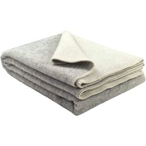 Plaids.shop® Wollen Deken - COPENHAGEN - Lichtgrijs-Wit (150x200cm) Dubbelzijdig Plaid - 100% Wol