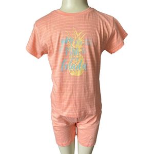 Cocodream Quality - Meisjes licht oranje pyjamaset - Maat 128 - Meisjes - blauw -