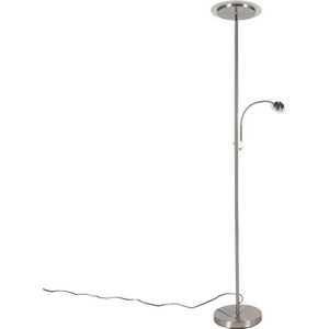 QAZQA chala - Moderne LED Vloerlamp | Staande Lamp met leeslamp - 1 lichts - H 1800 mm - Staal - Woonkamer | Slaapkamer | Keuken
